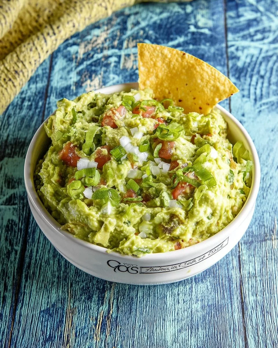 Freshly made guacamole in a bowl with tortilla chips