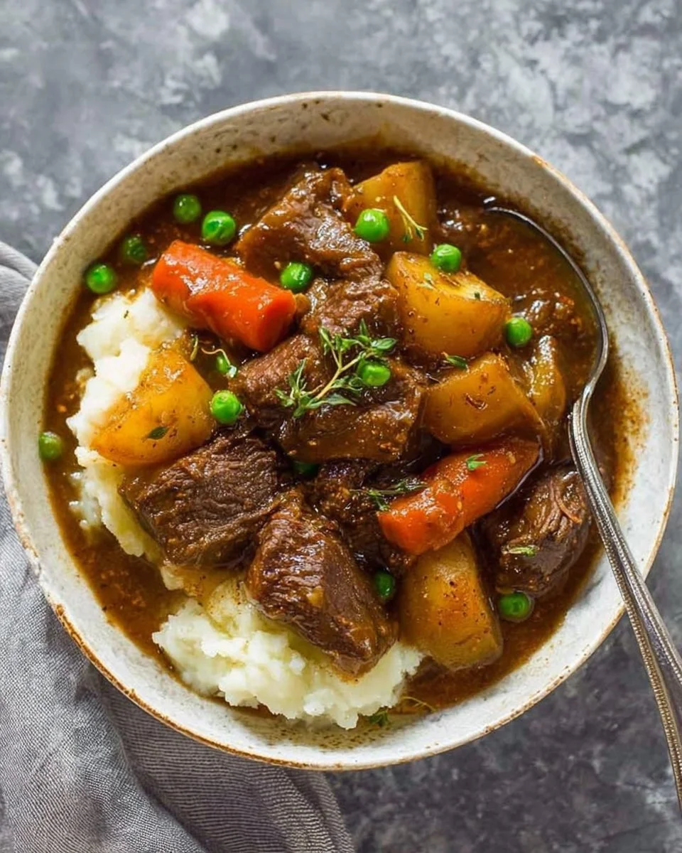 Instant Pot Beef Stew with vegetables and tender meat in a bowl