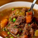 A delicious bowl of Instant Pot beef stew with vegetables and tender meat