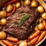 Joanna Gaines' flavorful pot roast recipe served with vegetables.