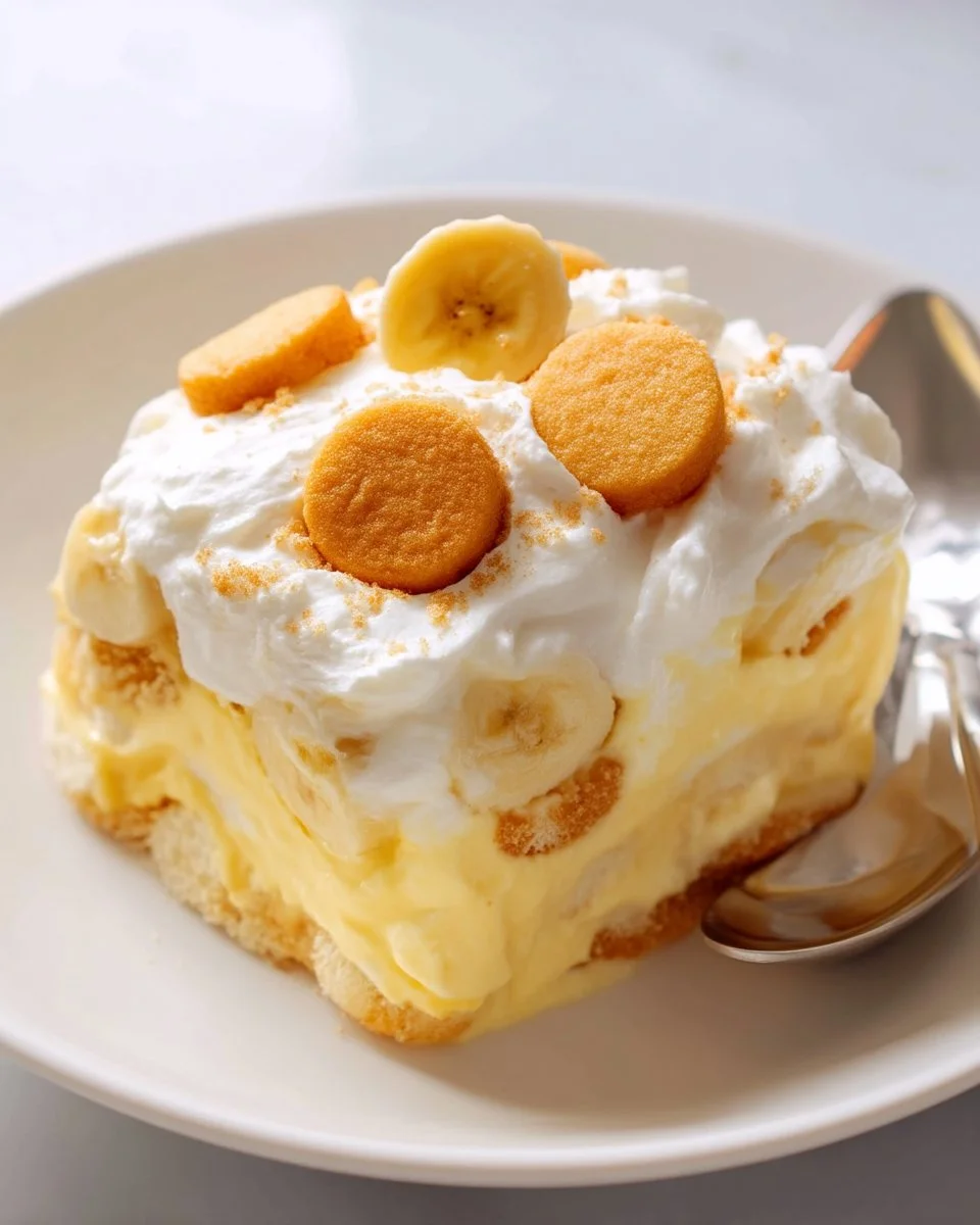 Delicious layered banana pudding dessert in a glass dish