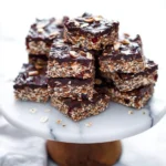 Delicious no bake cookie bars with chocolate, cherries, and chia seeds