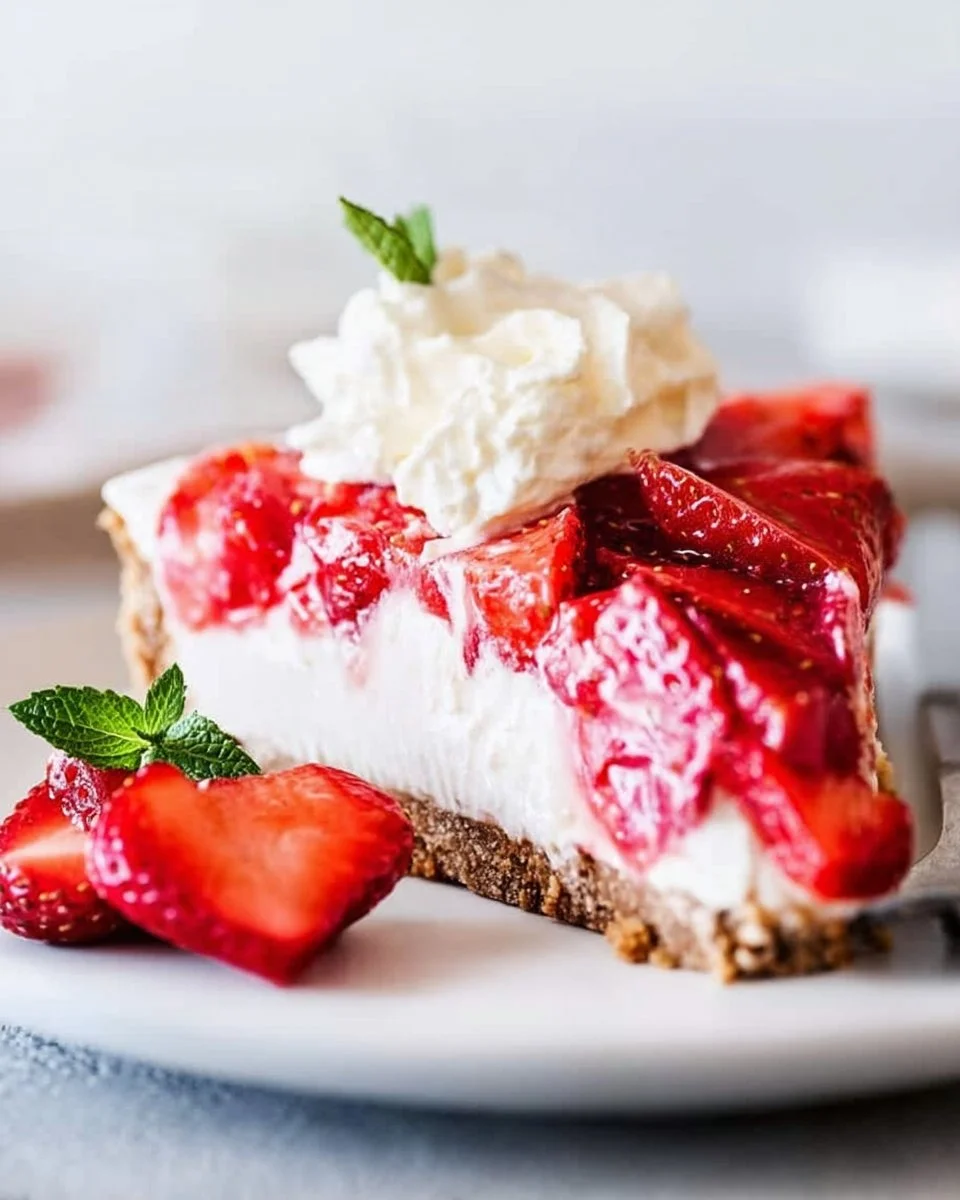 No Bake Strawberry Pie with Cream Cheese Filling