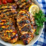 One-dish grilled chicken dinner served with vegetables