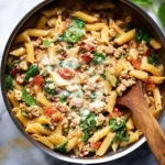 One-Pot Ground Turkey Pasta served in a bowl with fresh herbs