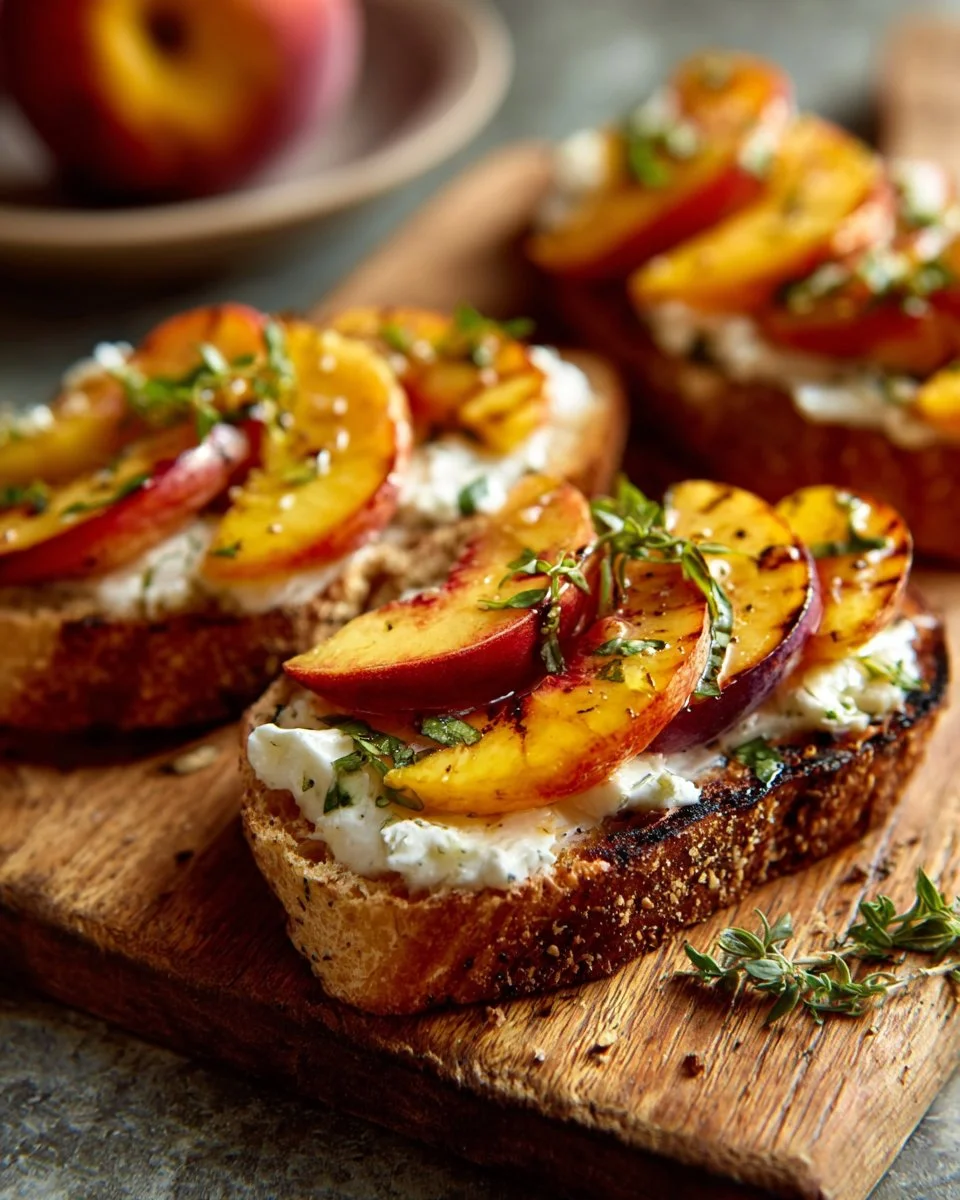 Peach and Burrata Bruschetta