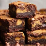 Decadent Peanut Butter Brookies made with cookie and brownie layers.
