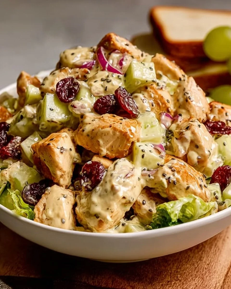 Quick and flavorful Honey Mustard Chicken Salad in a bowl