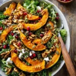A vibrant roasted pumpkin salad with greens and nuts