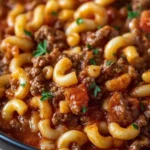 Bowl of Southern Style Goulash with pasta, meat, and vegetables