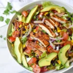 Southwest BBQ Chicken Salad with grilled chicken, fresh veggies, and barbecue dressing