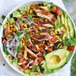 Southwest BBQ Chicken Salad with grilled chicken, veggies, and barbecue sauce
