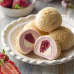 Strawberry Cheesecake Mochi with fresh strawberries and a creamy filling
