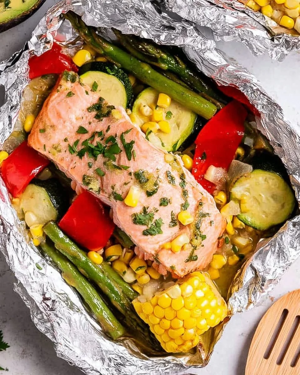 Summer Veggie Salmon Foil Packets