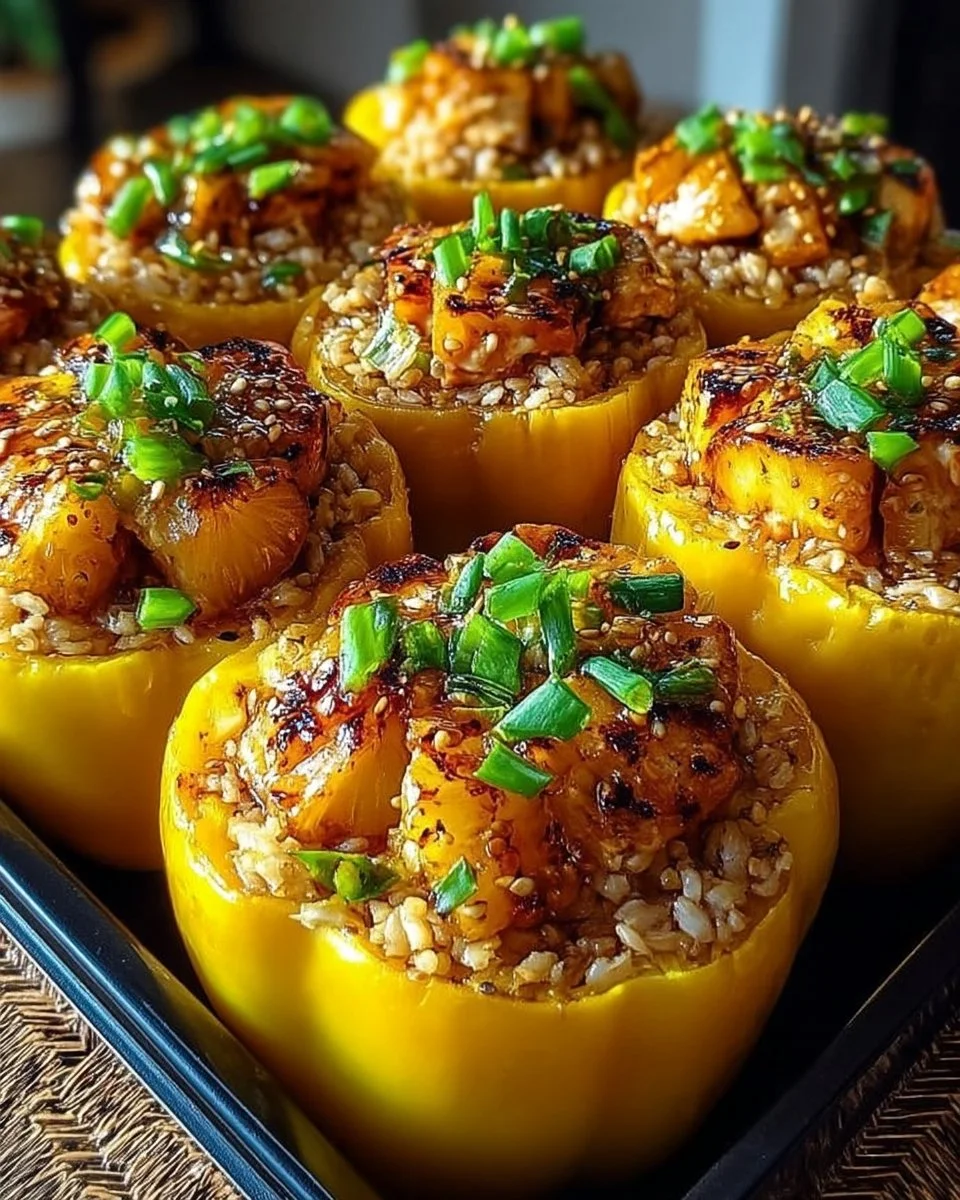 Teriyaki Pineapple Chicken and Rice Stuffed Peppers