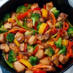 Delicious Teriyaki Salmon Stir Fry with colorful vegetables and sauce