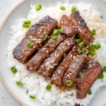 Delicious teriyaki steak grilled to perfection with a rich glaze.