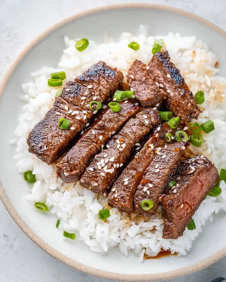 Delicious teriyaki steak grilled to perfection with a rich glaze.