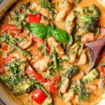 Bowl of Thai Red Curry Chicken with vibrant vegetables and aromatic spices