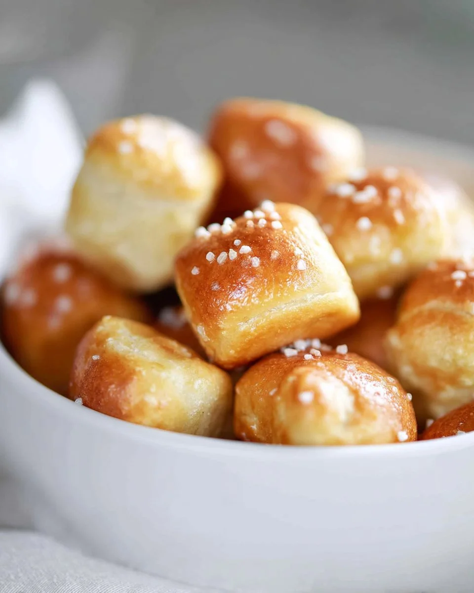 Homemade two ingredient dough pretzel bites fresh out of the oven