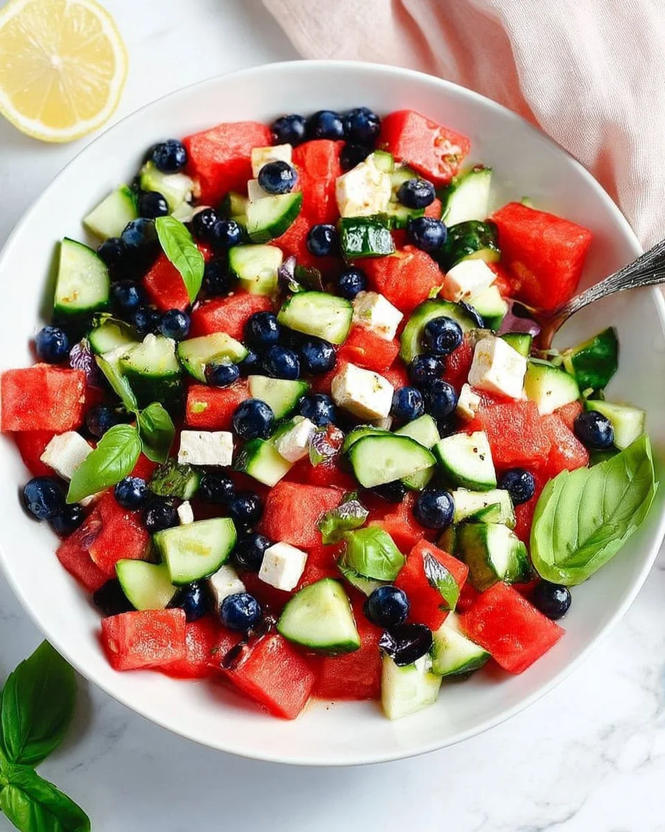 Watermelon Cucumber Feta Salad