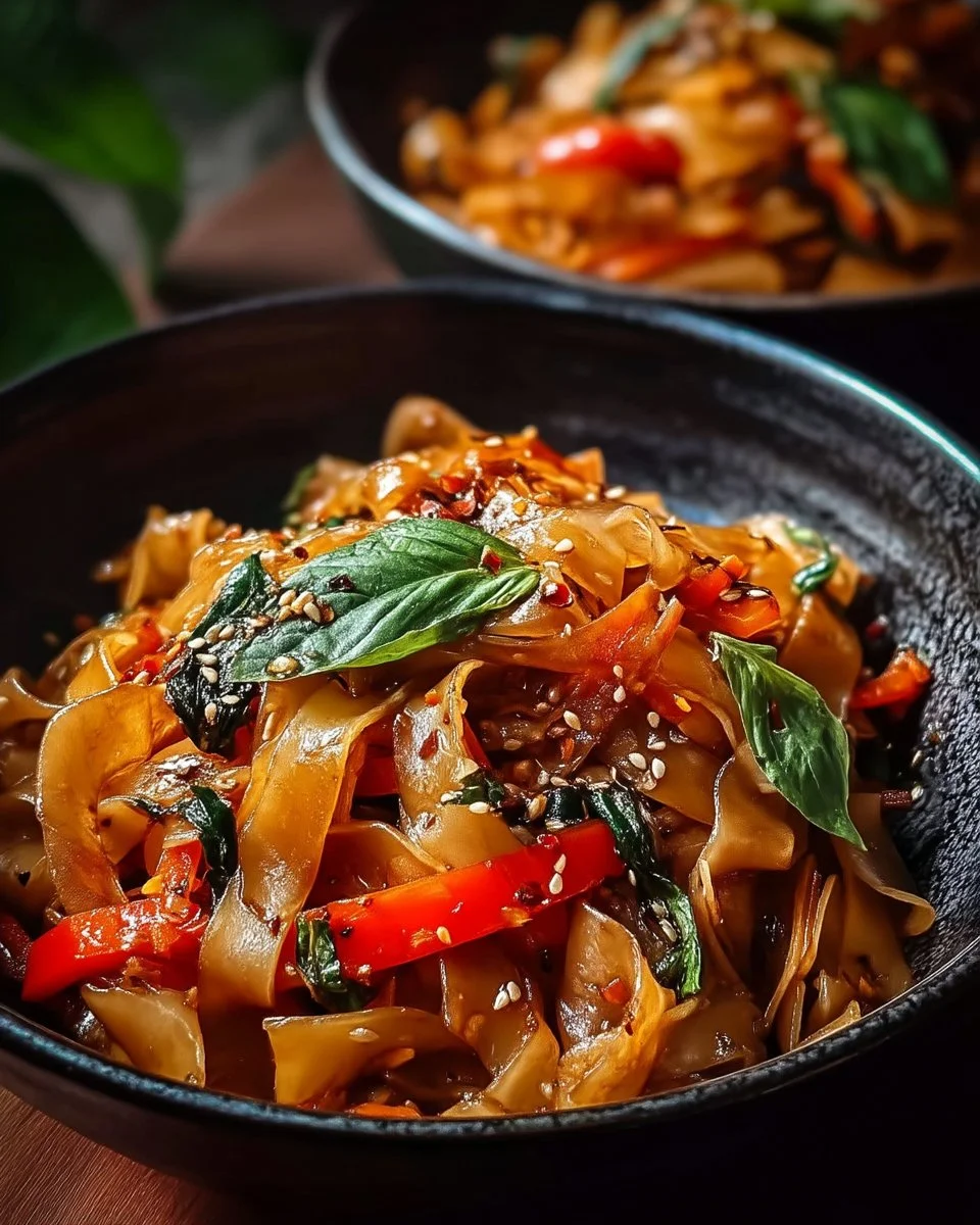Zesty Vegetarian Drunken Noodles (Pad Kee Mao)