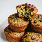 Almond flour banana muffins with spinach baked and ready to serve