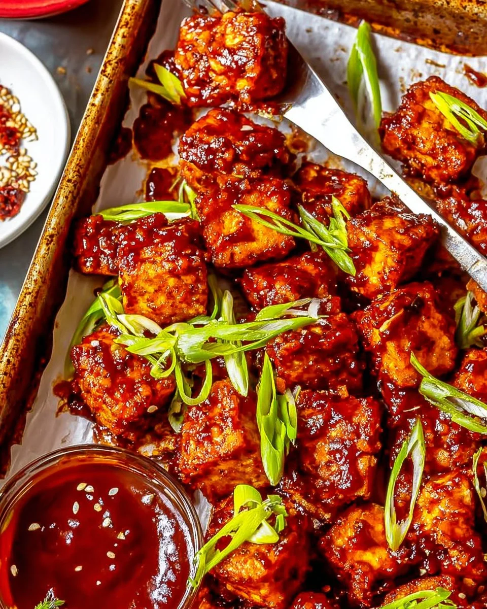 Delicious BBQ Tofu grilled to perfection with smoky glaze