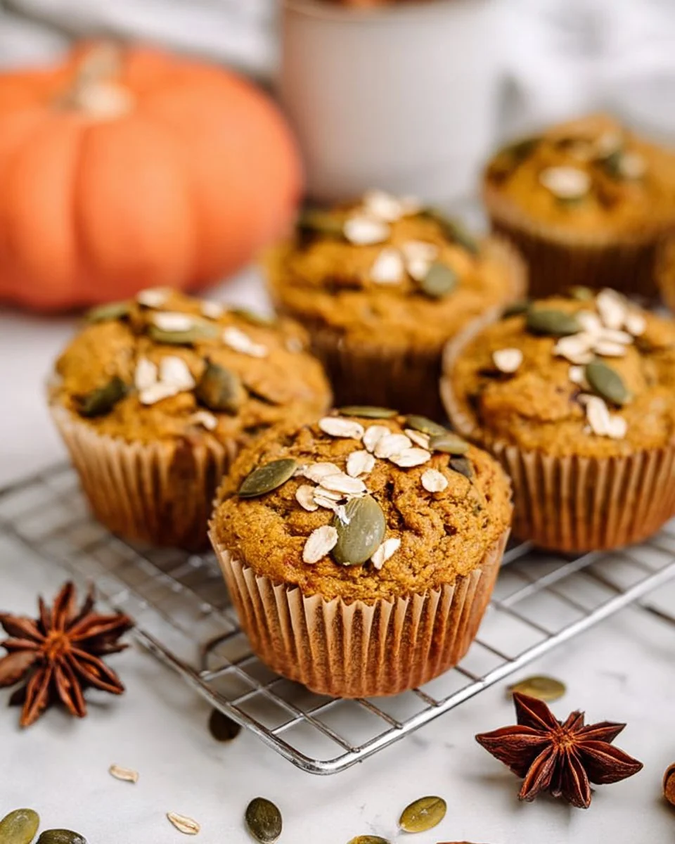 Blender Pumpkin Oat Muffins with Greek Yogurt