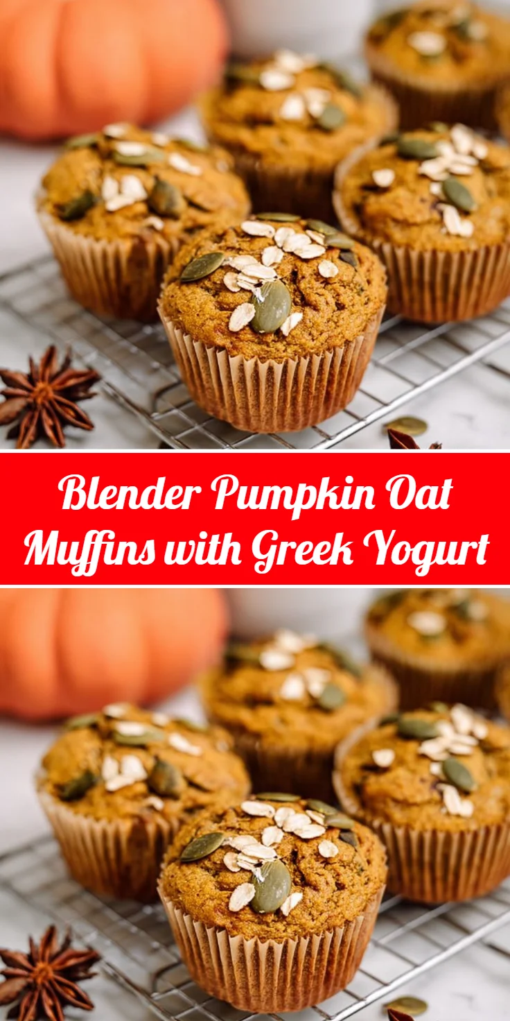 Blender Pumpkin Oat Muffins with Greek Yogurt