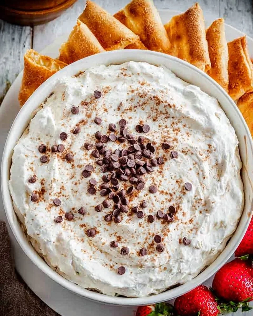 Delicious homemade cannoli dip served in a bowl with graham crackers