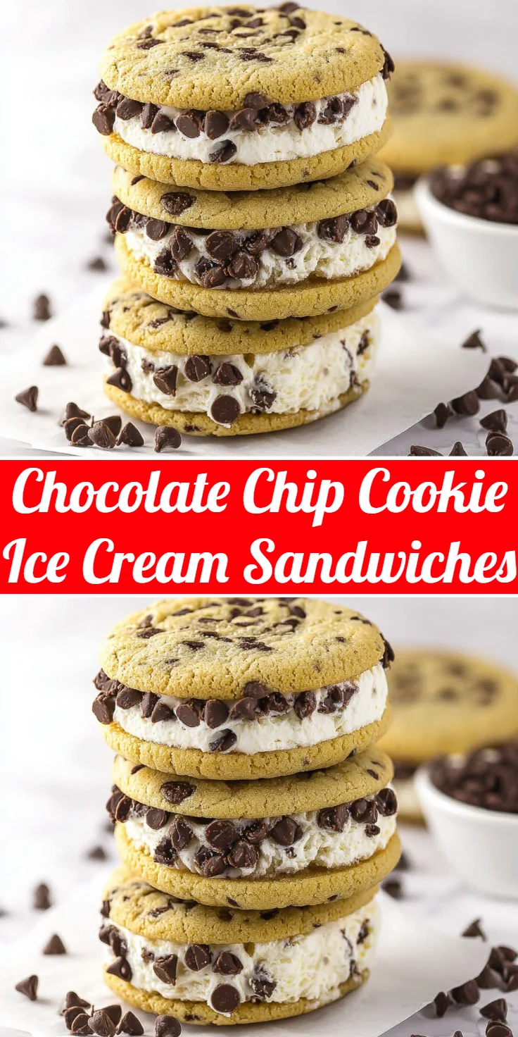 Chocolate Chip Cookie Ice Cream Sandwiches