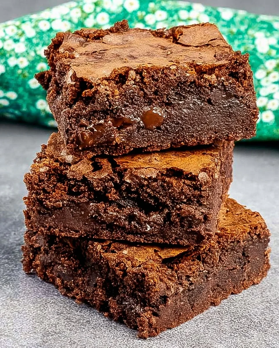 Deliciously rich chocolate fudge brownies on a plate