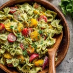 Delicious Cilantro Ranch Pasta Salad with fresh ingredients.