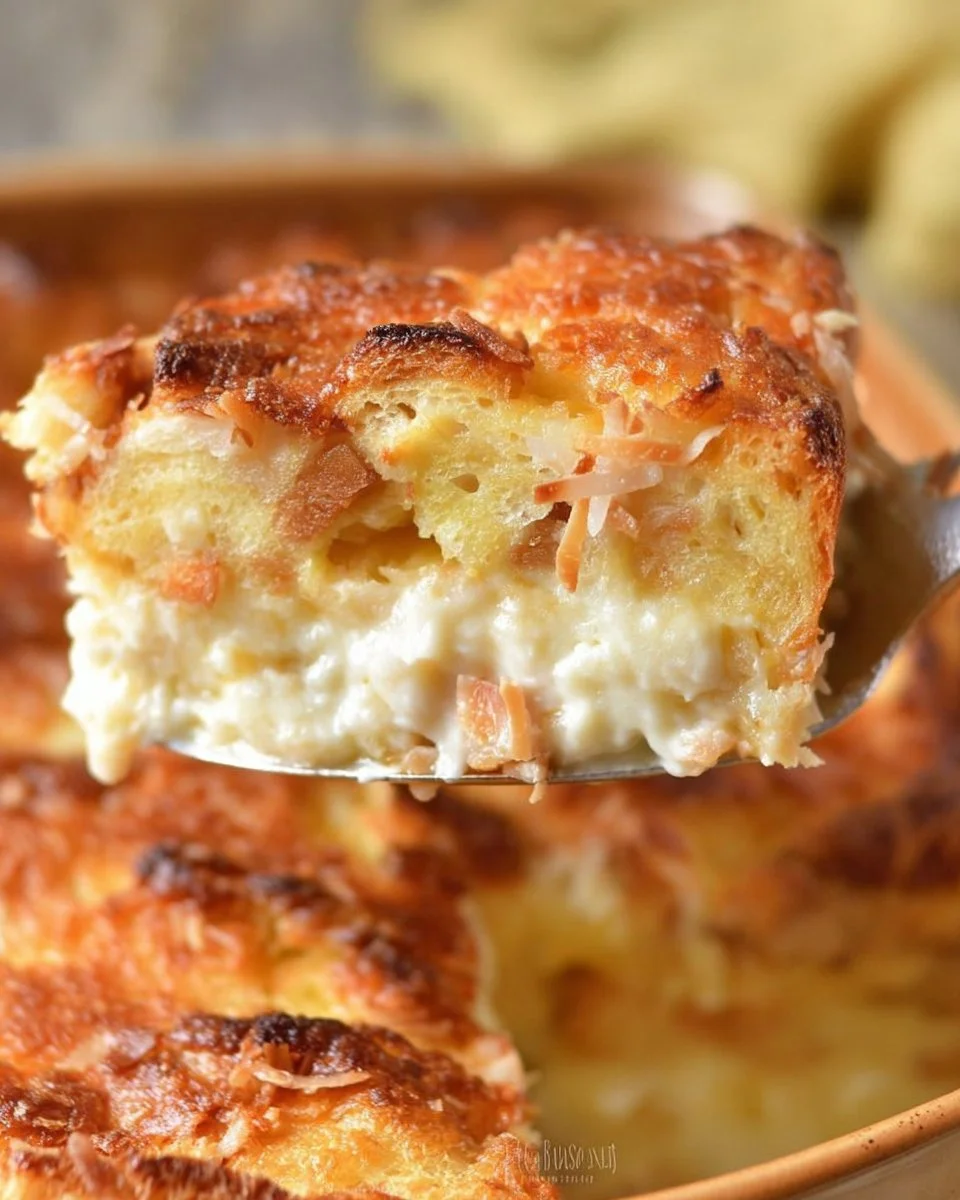 Coconut Cheesecake Bread Pudding