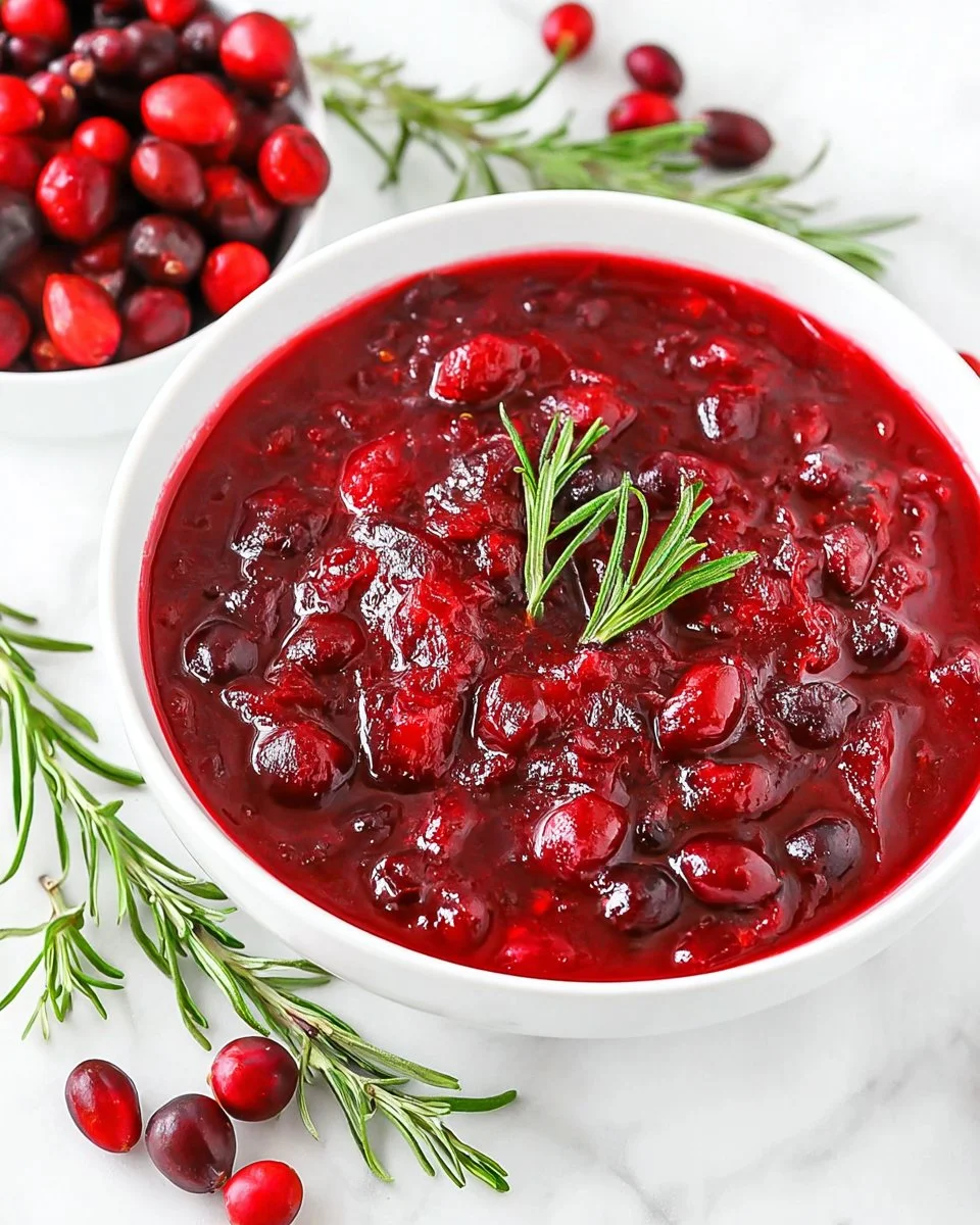 Homemade cranberry sauce recipe with fresh cranberries and spices