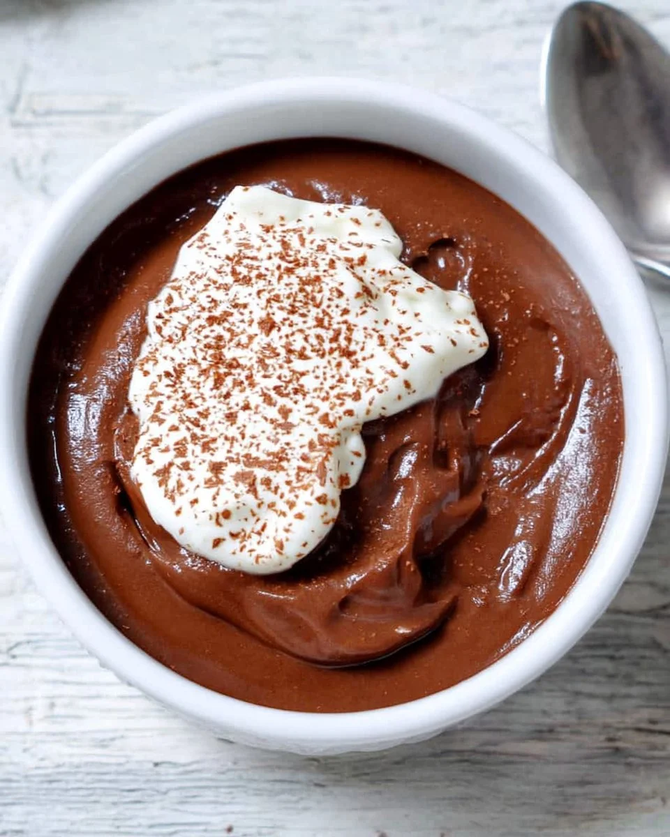 Creamy avocado chocolate mousse served in a dessert bowl
