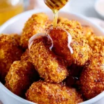 Crispy hot honey chicken served on a plate, golden brown and delicious