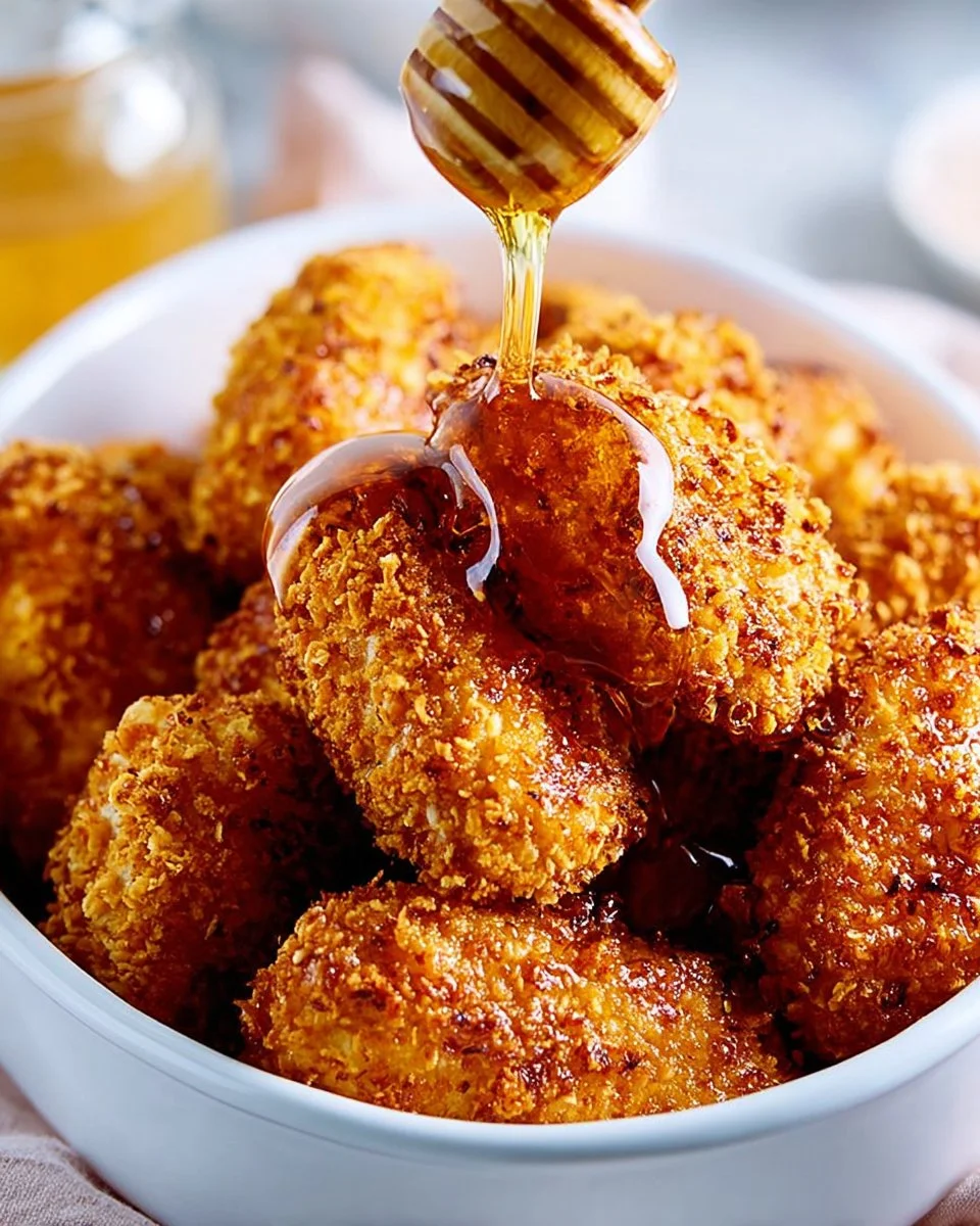 Crispy hot honey chicken served on a plate, golden brown and delicious