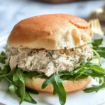 Bowl of Dill Pickle Tuna Salad with fresh ingredients and pickle slices.