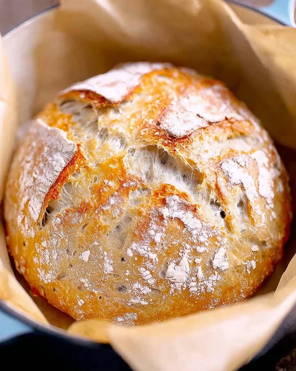Dutch Oven No Knead Crusty Bread