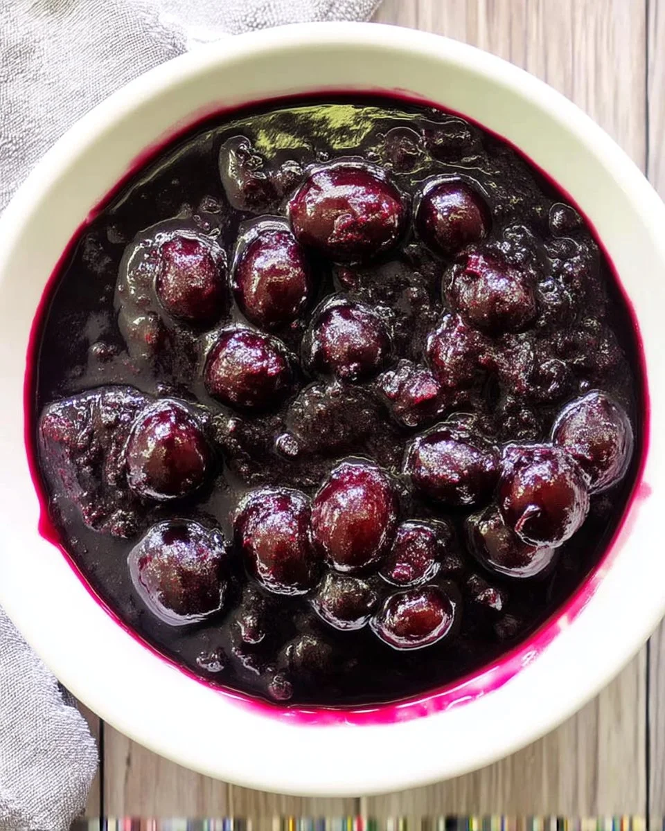 Delicious easy blueberry compote in a bowl, ideal for desserts.