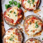 Delicious serving of Easy Keto Eggplant Parmesan on a plate