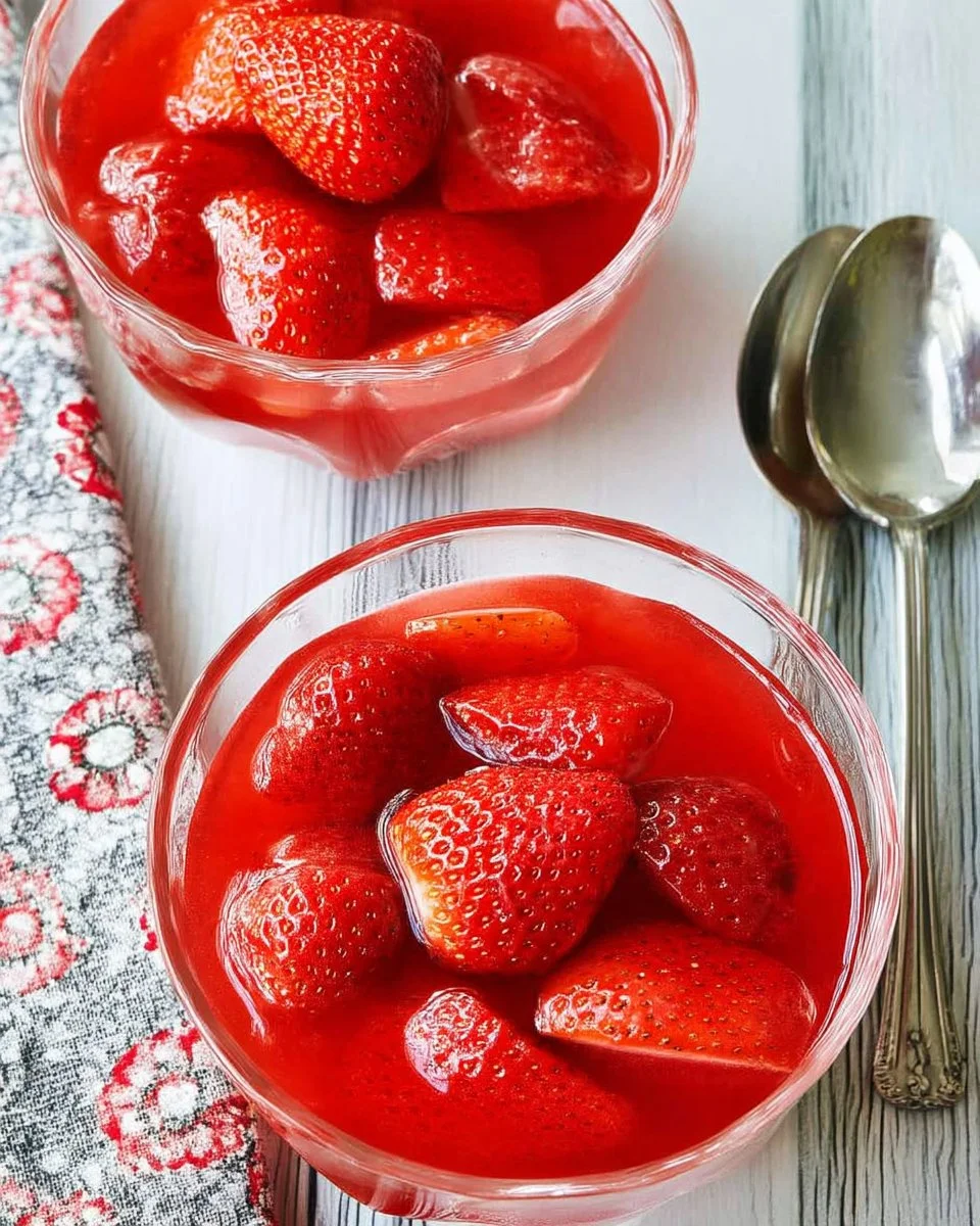 Delicious homemade easy strawberry compote served in a bowl.