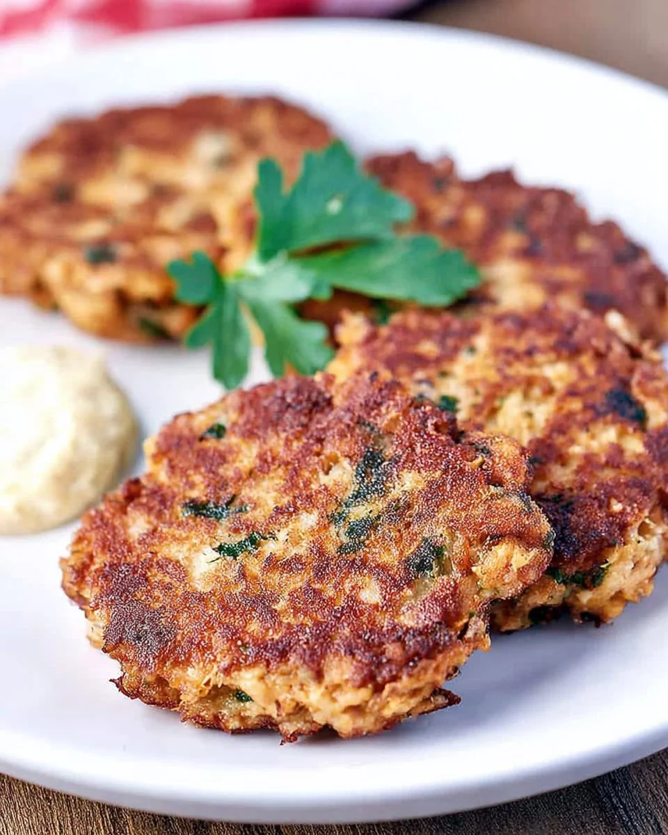 Deliciously cooked easy weeknight tuna patties served on a plate.