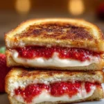 Fried strawberry cheesecake sandwiches with a crispy exterior and creamy filling.
