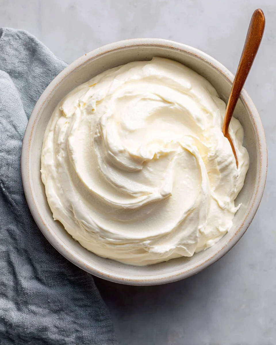 Homemade sour cream in a bowl garnished with herbs.