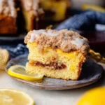 Lemon Coffee Cake with a zesty lemon icing on top, perfect for families.