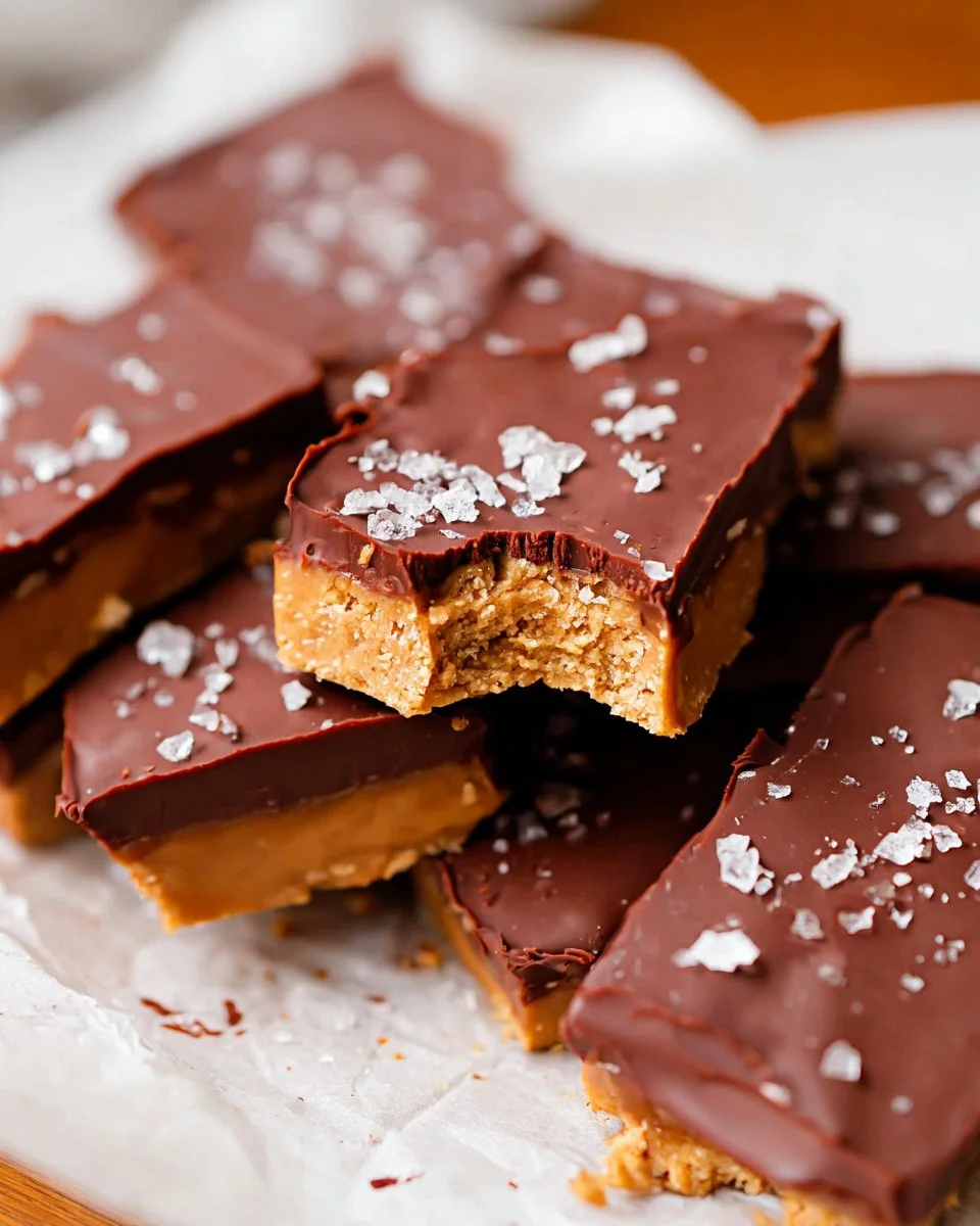 No Bake Buckeye Bars topped with maple syrup, a delicious dessert recipe.