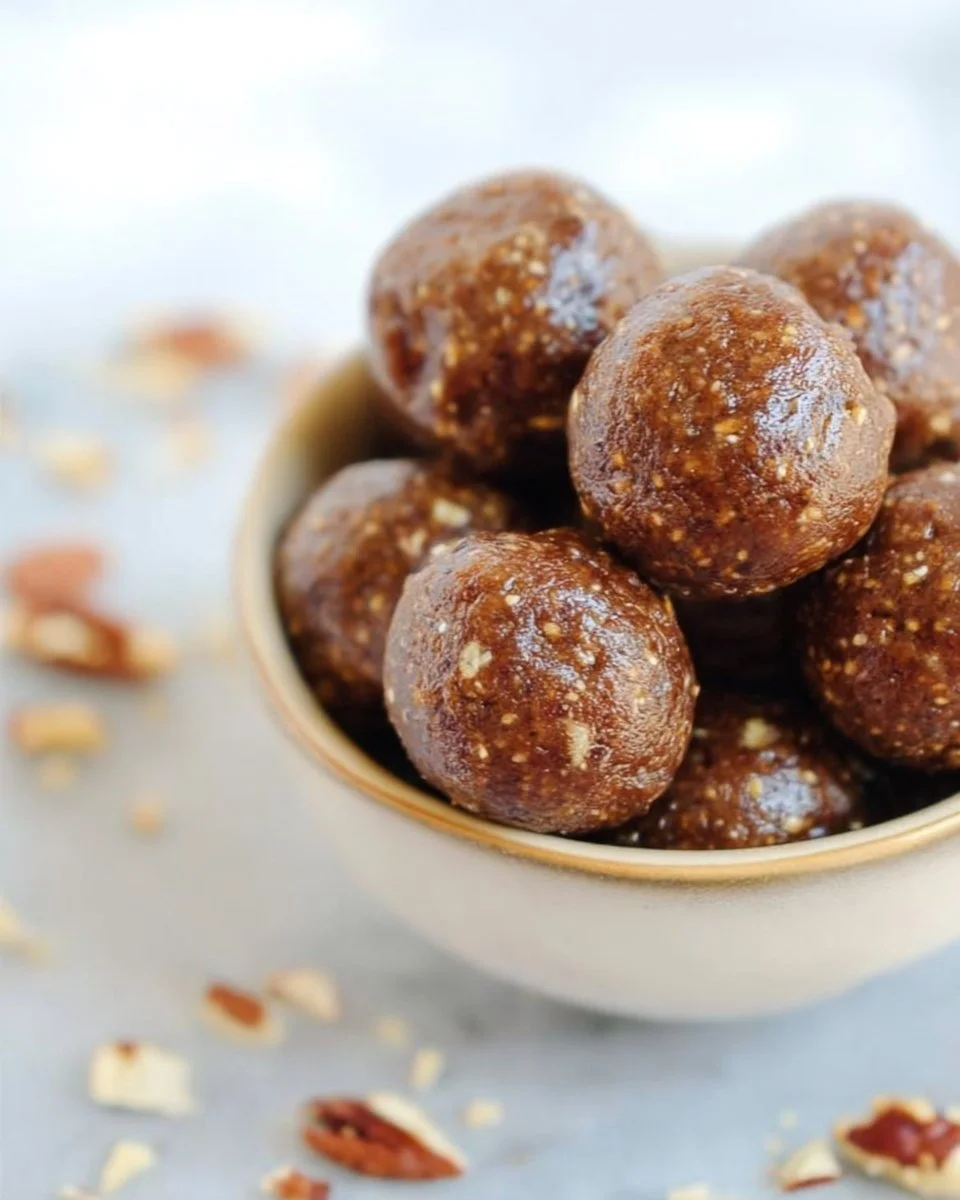 No Bake Pecan Pie Bites served on a plate with toppings